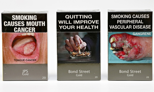 Illustration of mandatory packaging for cigarettes in Australia.