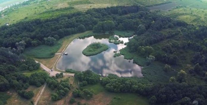 Imagine-aeriana-din-Gradina-Botanica-Anastasie-Fatu-a-Universitatii-Alexandru-Ioan-Cuza-din-Iasi-cu-zona-lacului