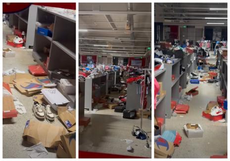 VIDEO Goana după reduceri: magazinul Hervis din Oradea a fost răvășit de clienți